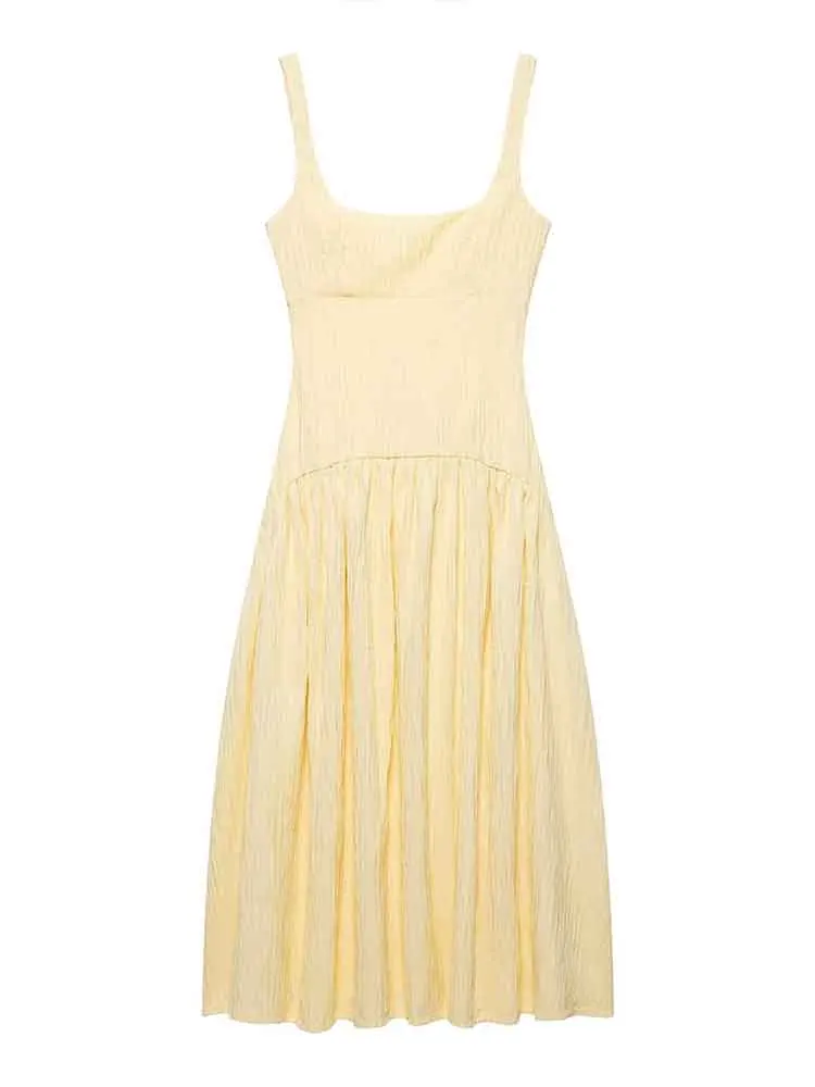 

European style new women's clothing fashionable and versatile solid color backless sexy suspenders waist long dress