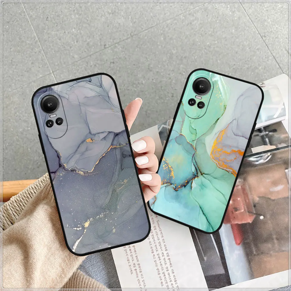 Pink Gold Marble Art Fashion Phone Case For OPPO Reno 11 11F 10 10Xzoom 8 8T 8T4H 8Z 7 7Z 6 6Z 5 4 Pro Plus Soft Silicone Cover