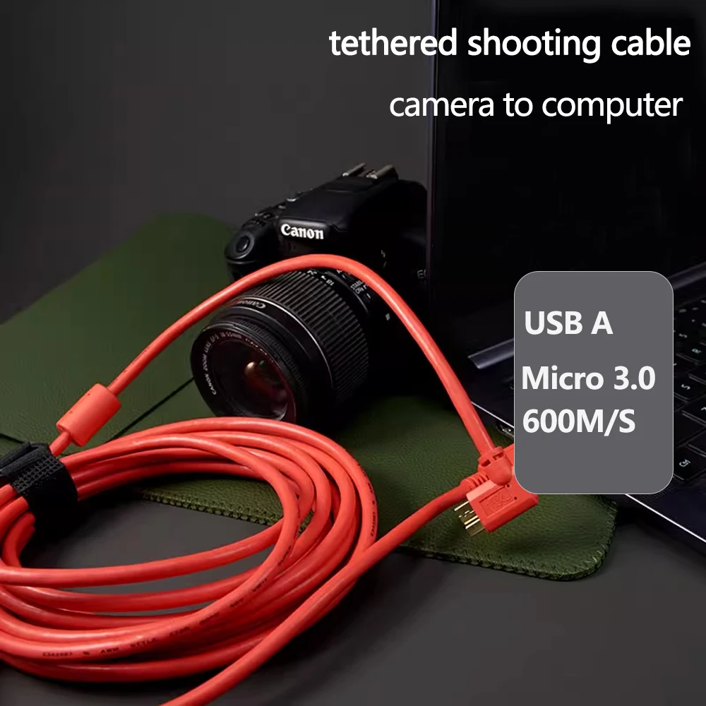 

Micro USB 3.0 To Type-A Data Cable For Canon 50S 5D4 5DS R Nikon D850 D810 Camera Connect To Compute Laptop tethered shooting