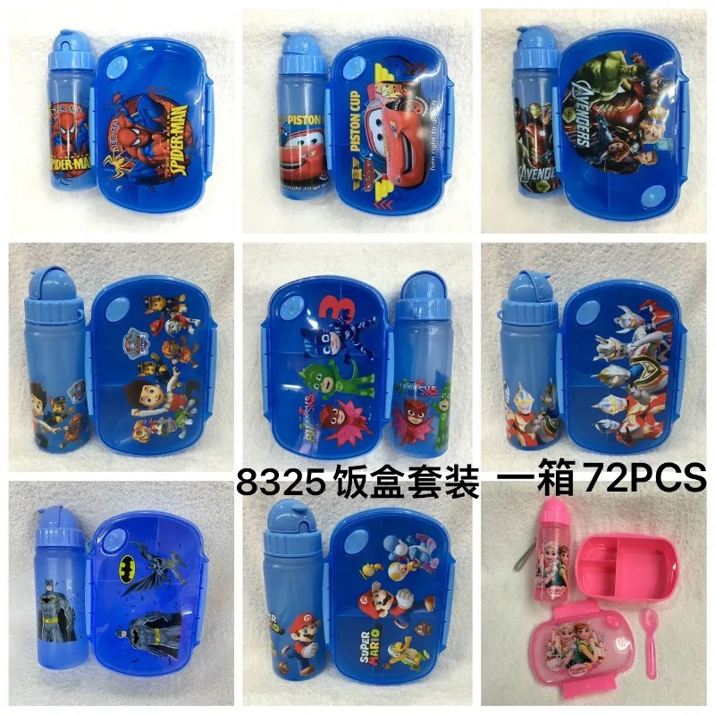 Marvel Spider Man Water Bottle Lunch Box Set Anime Cute Bento Box Portable Student Boys Girls Picnic Box Fresh Birthday Gifts