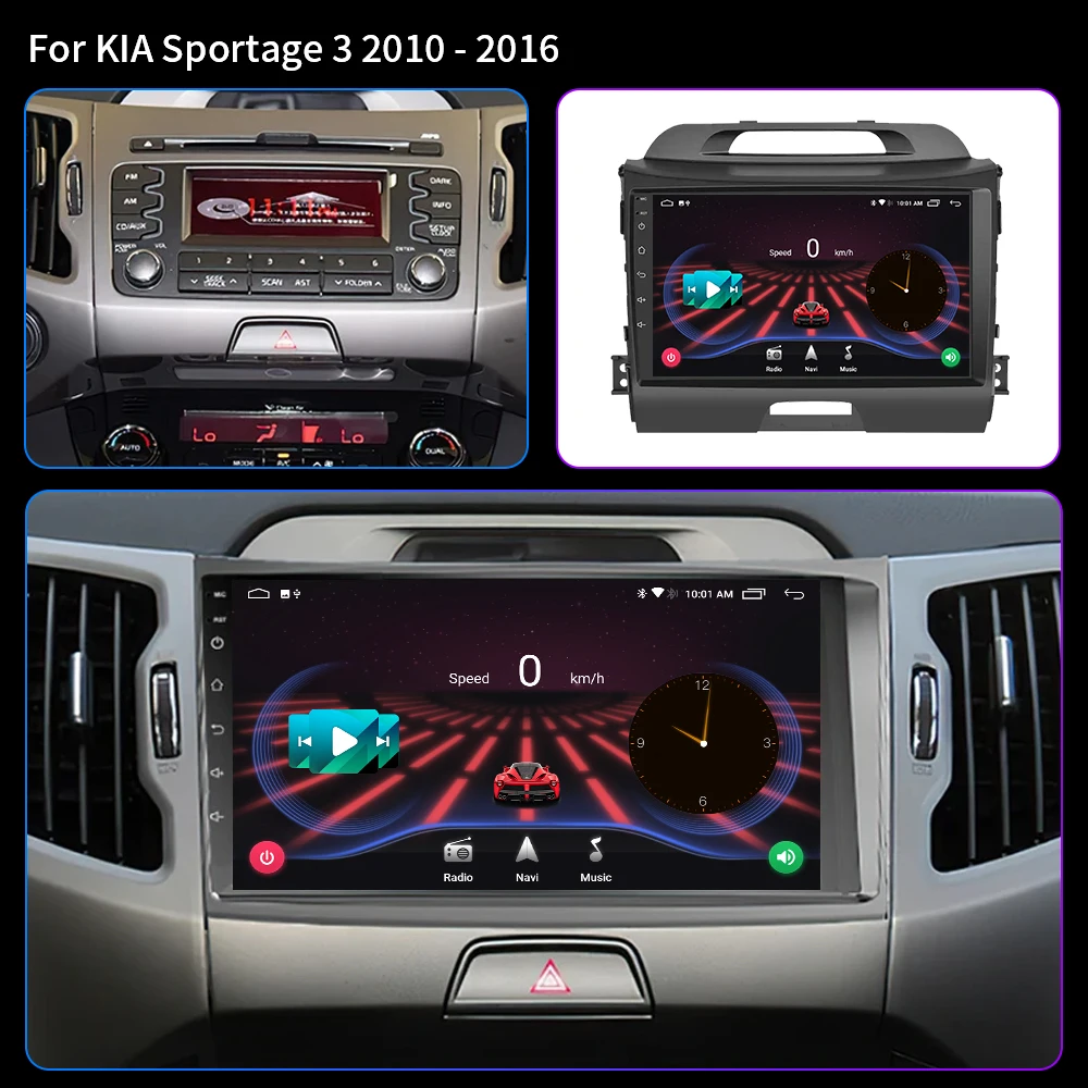 For KIA Sportage 3 2010-2016 Android 13 Car Radio Multimedia Player GPS Navigation Autoradio 2 Din Stereo Head Unit 4G CarPlay