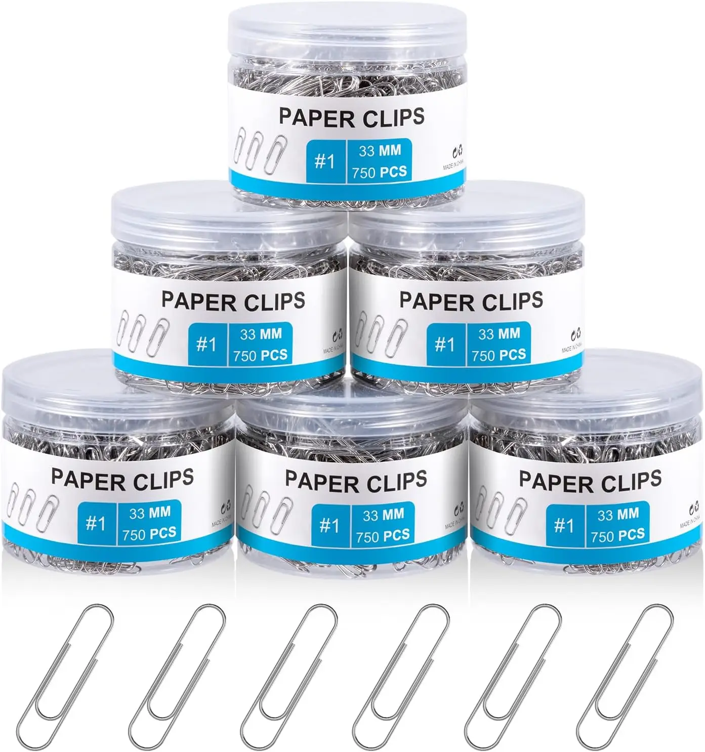 

4500 Pcs Paper Clips Bulk, 1.3 Inches Silver Metal Clips for Office School Supplies, 6 Boxes