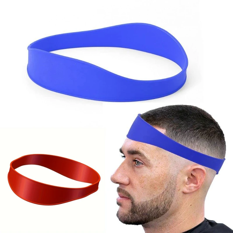 Silicone Hair Cutting Guide Band Fade Haircut Positioning Headband Reusable Curved Hairline Template for Men DIY Home Haircut