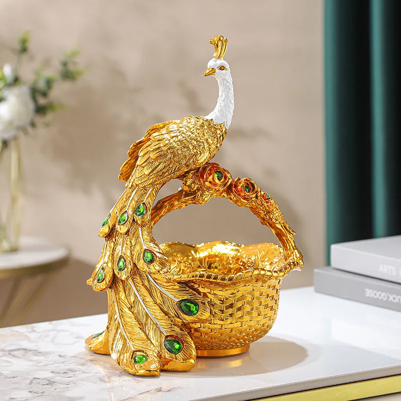 Peacock key storage entrance ornament home jewelry door high-end light luxury living room coffee table decoration housewarming g
