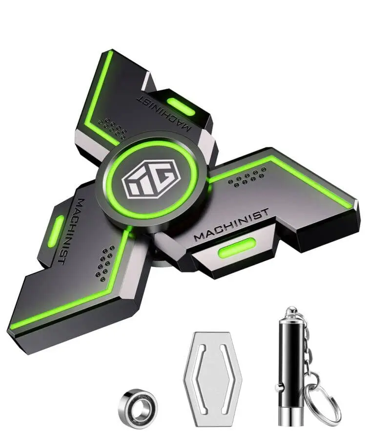 光るメタルアンチストレスフィジェットスピナー、不安軽減ADHD集中おもちゃ、大人の退屈とストレス解消のための耐久性のあるハンドスピナー