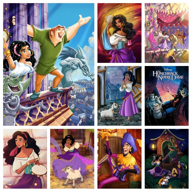 El jorobado de Notre Dame película pintura de diamante arte Disney dibujos animados Esmeralda princesa bordado punto de cruz decoración del hogar