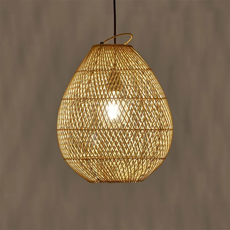 

Rattan Pendant Lights Retro Hand-woven Hanging Basket chinese lantern for Dining Room Lights Bedroom Loft kitchen island lights