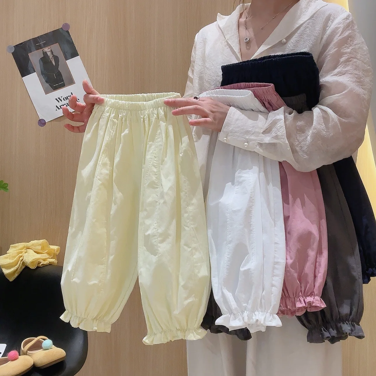 Girls Summer Pants New Simple Casual Trousers Thin Versatile Trendy Toddler Baby Elastic Lanter Pants