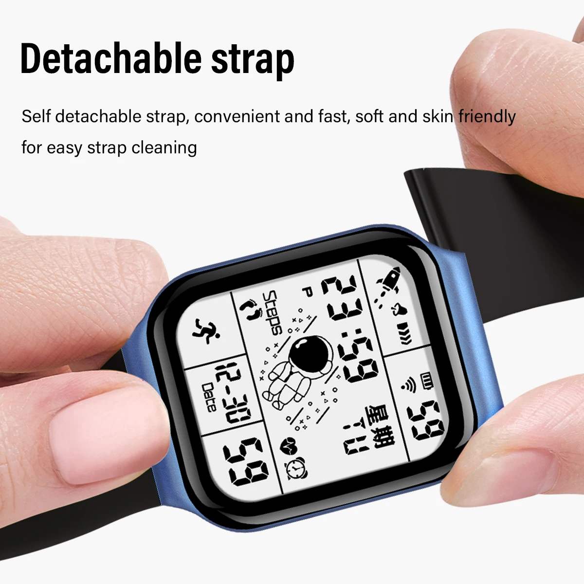 Astronaut square watch male and female student leisure waterproof watch LED sports clock sports watch