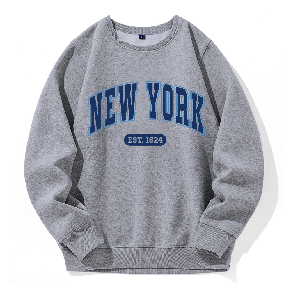 New York Usa Est.1624 Creative Printing Men Sweatshirt Fashion Street Streetwear Warm Comfortable Tracksuitautumn Casual Clothes