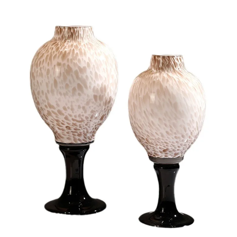 منتصف العمر عالية القدم شكل فني الخزف الأبيض مزهرية زجاجية ملونة تشكيلة زهور نمط الوسابي B & B غرفة المعيشة #6