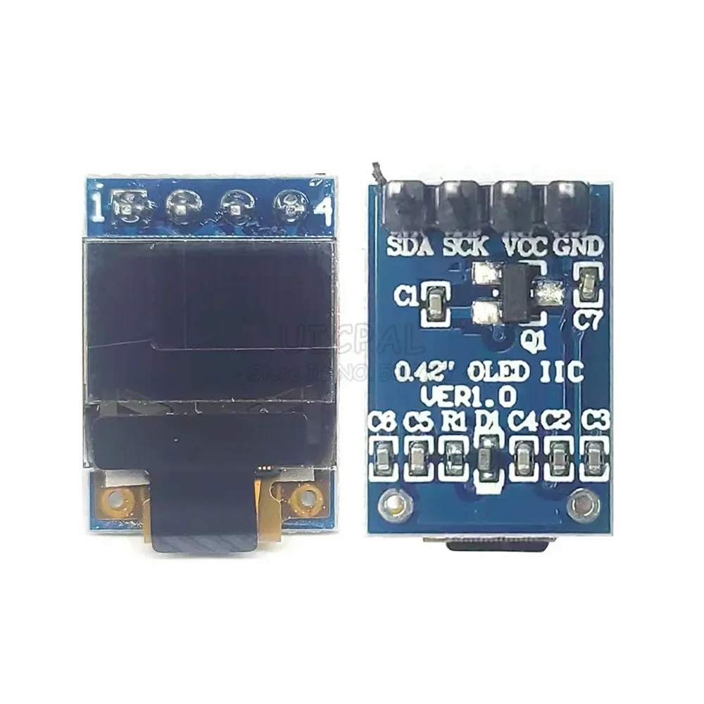 

0.42 Inch OLED Screen Display Module 72*40 Dots IIC I2C COG 4PIN SSD1315 Driver IC Driver IC 3.3 5V White Light Display