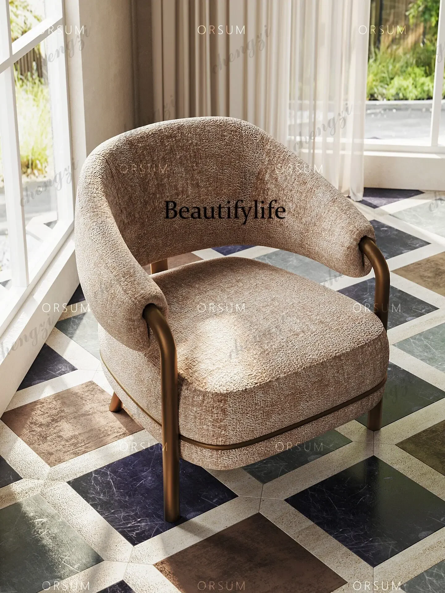A4567 Medieval French light luxury full leather sofa villa large flat living room leisure curved leisure chair