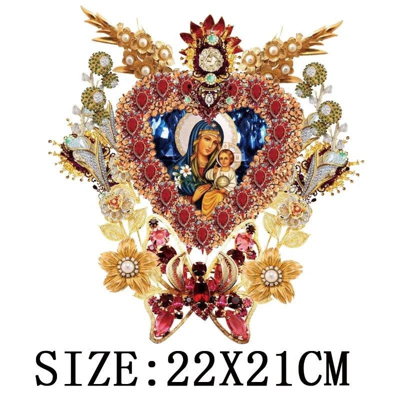 Beautiful Christian Mary Of Virgin Thermo Heat Transfer Sticker On Clothes DIY Washable Print-On T-Shirt Iron On Patches Decor