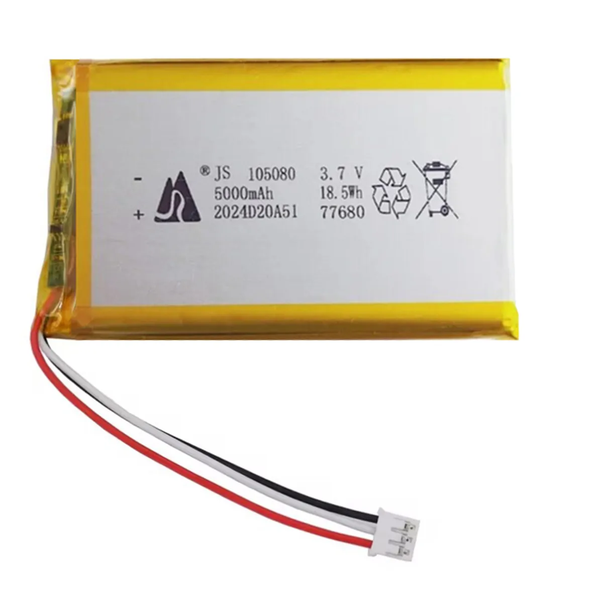 105080 3.7V 5000mAh JST 3Pin 2.0mm Connector NTC Thermistor Li-Polymer Battery For DashCam GPS ipod PAD MID Power Bank Tablet PC