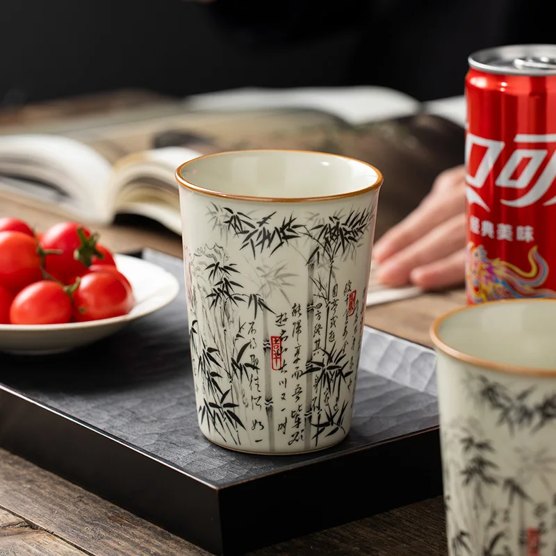 265ml Ru Kiln Bamboo Cola Cup Tea  Personal Large Capacity Master  Cup Kung Fu  Set