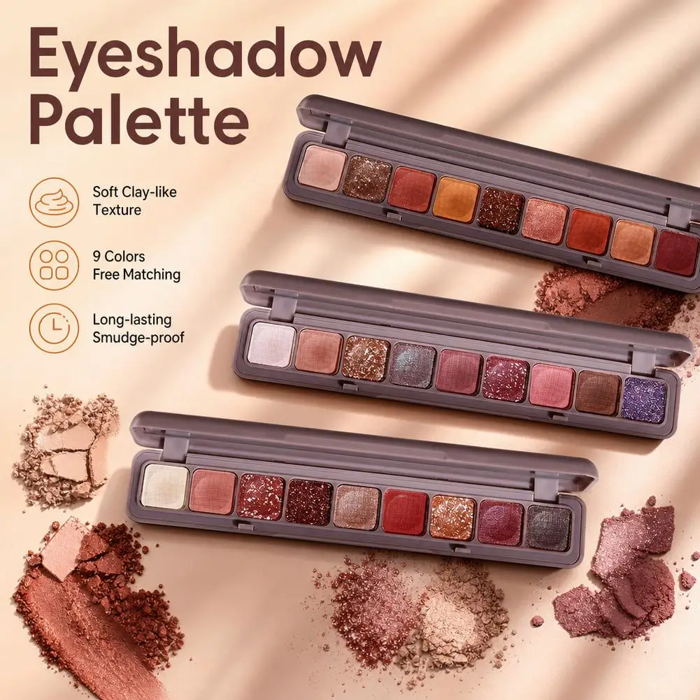 9 Color Shimmer Matte Eye Shadow Palette Glitter Pigment Eye Shadow Lasting Waterproof Make Up Palettes Cosmetics Nude Rose Pink
