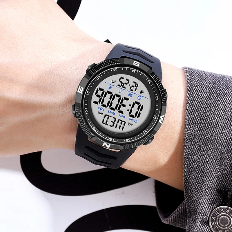 Montre numérique LED étanche pour homme, montre-bracelet de sport militaire pour homme, compte à rebours, horloge électronique, Relojes zones bre