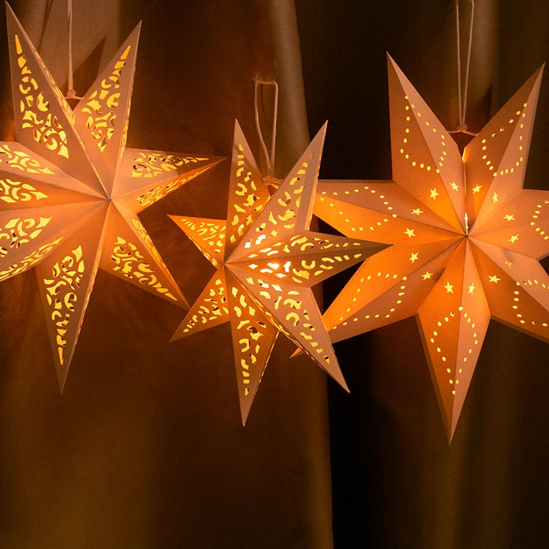 Hollow Out Star Hanging Lantern Eid Mubarak Ornament Ramadan Islam Muslim Home Party Decor Paper Lantern Stars Lampshade