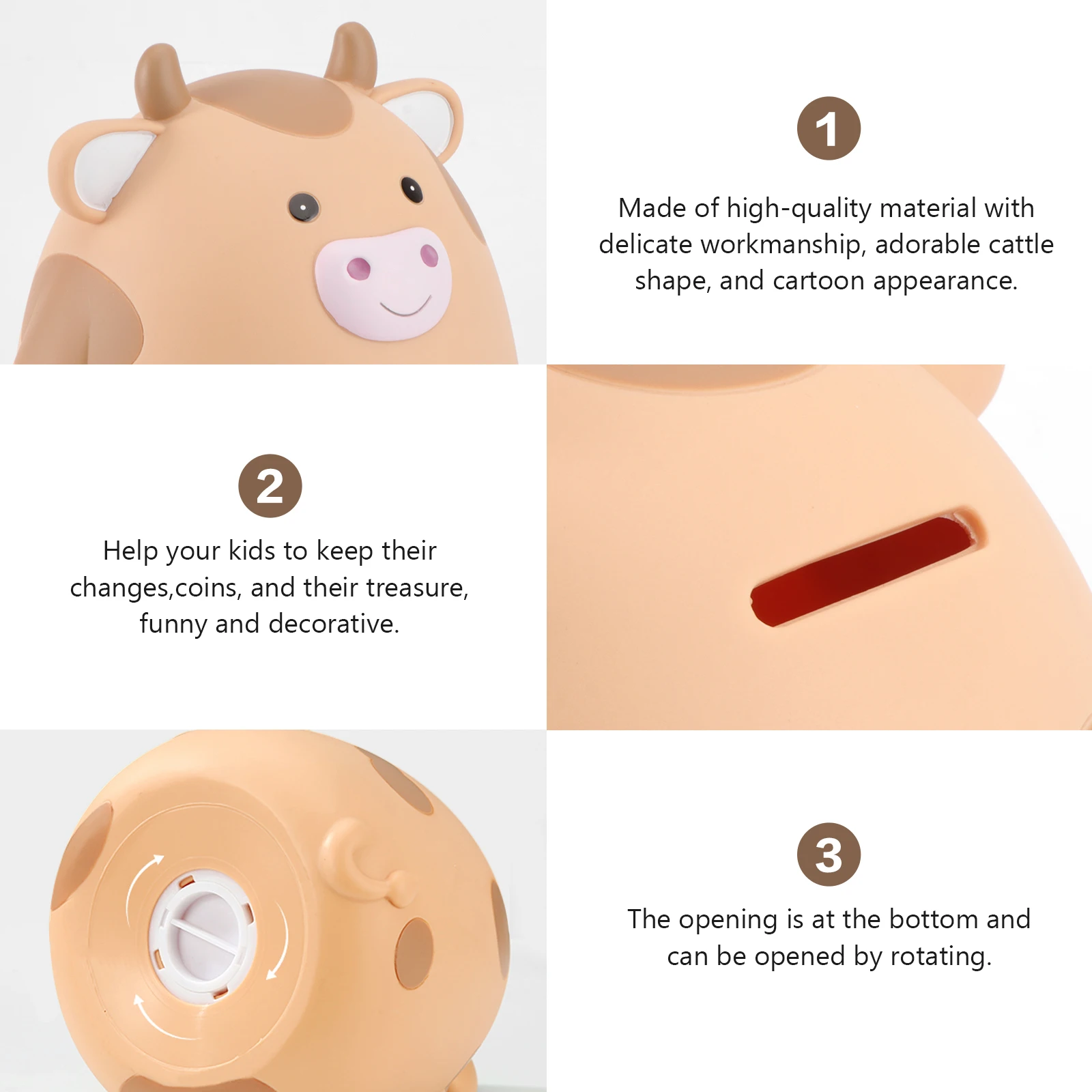 1 pçs forma de gado banco de moedas material de alta qualidade bonito dos desenhos animados bezerro design crianças pote de poupança de dinheiro para armazenamento de mudança diária novo