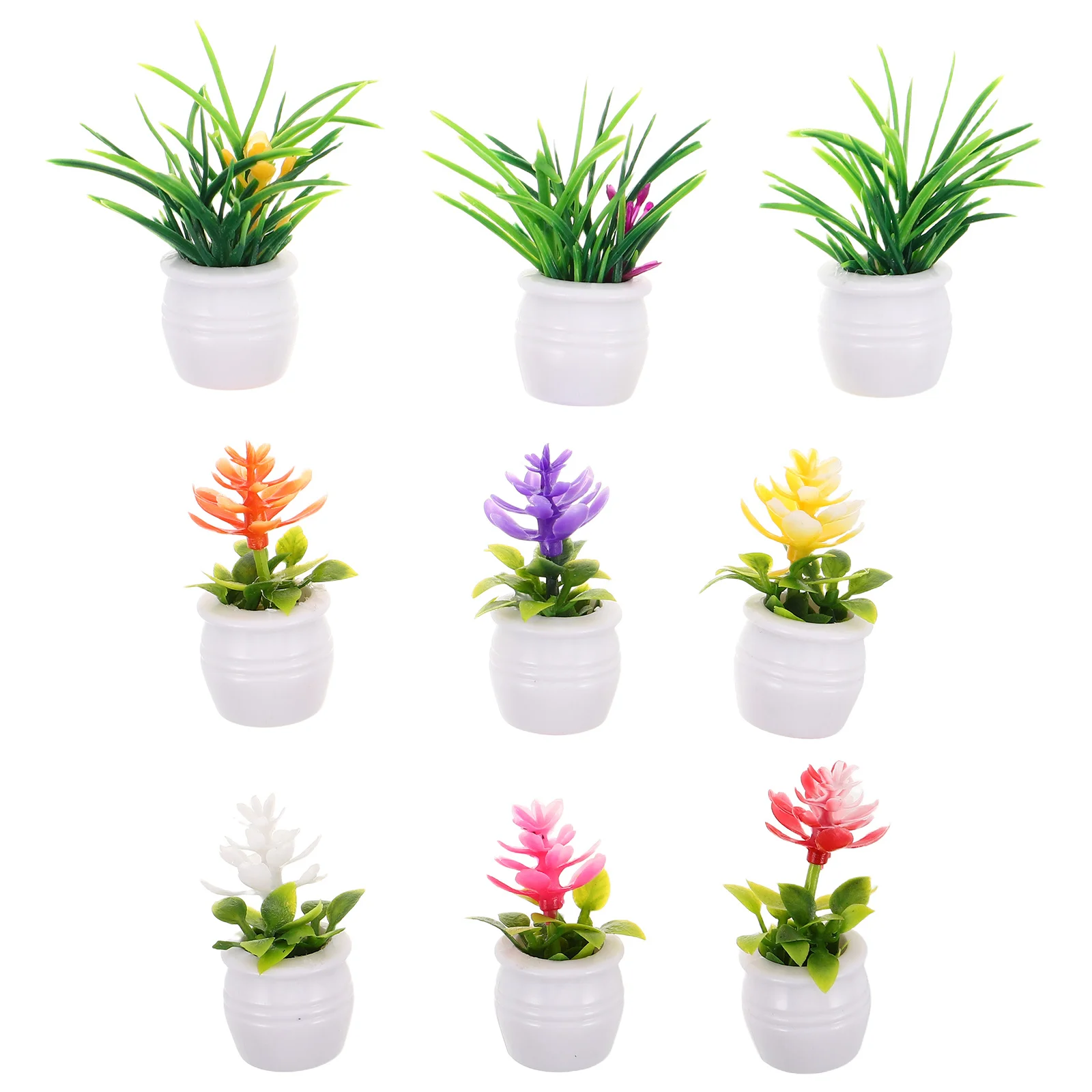 

9pcs Miniature Landscape Decor: Realistic Fake Plants For Dollhouse Garden Shelf Desk Decoration Artificial Potted Greenery