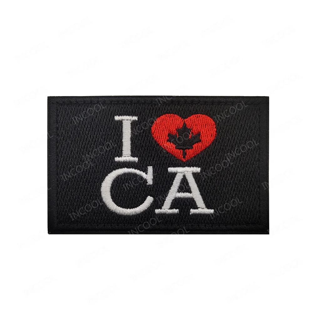 I Love Canada Flag Embroidered Patches Maple Leaf CA Canadian Flags Stickers Chevron Appliqued For Clothing Backpack