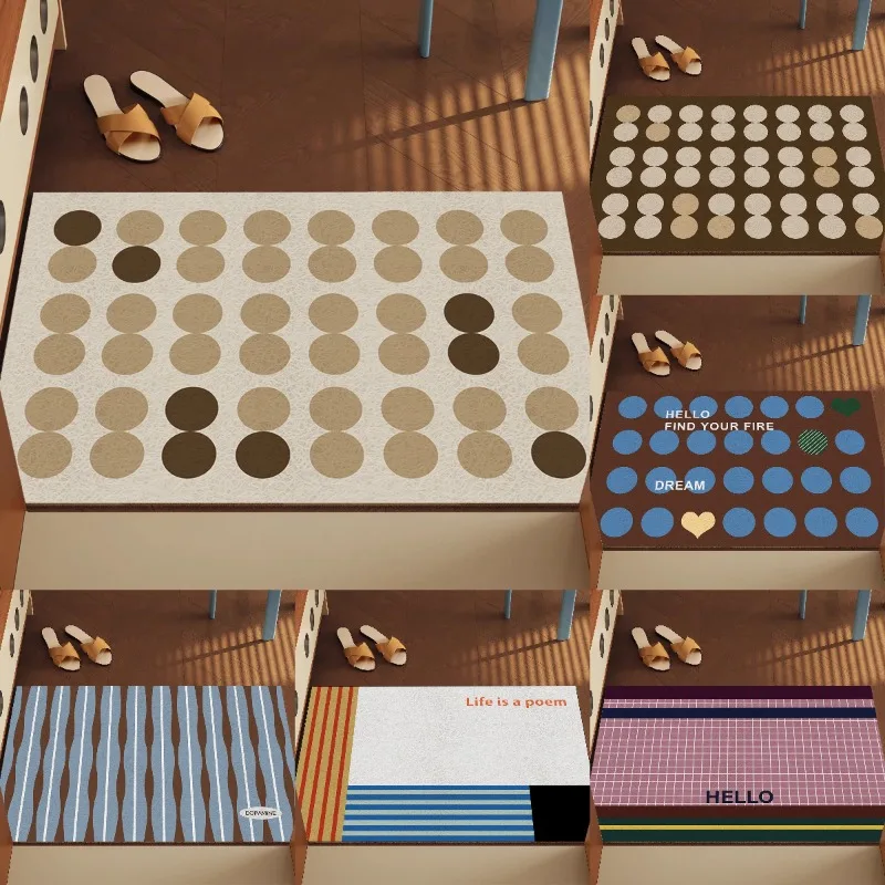 Moderne, minimalistische Seidenring-Bodenmatte für den Hauseingang, Fußmatte, Türmatte, schmutzabweisend, verschleißfest, Fußmatte, rutschfeste Matte