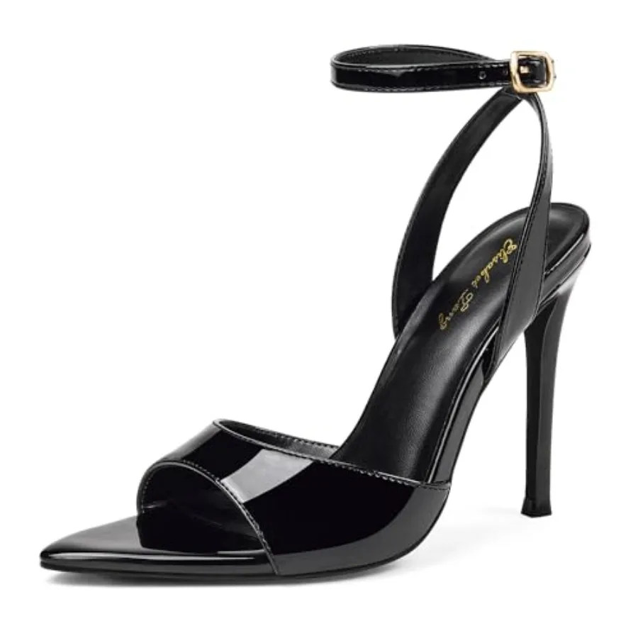 

Elisabet Tang 4Inch Women's Pointed Toe Ankle Strap Stiletto Heeled Sandals, Sexy High Heels with Adjustable Buckle for Party D