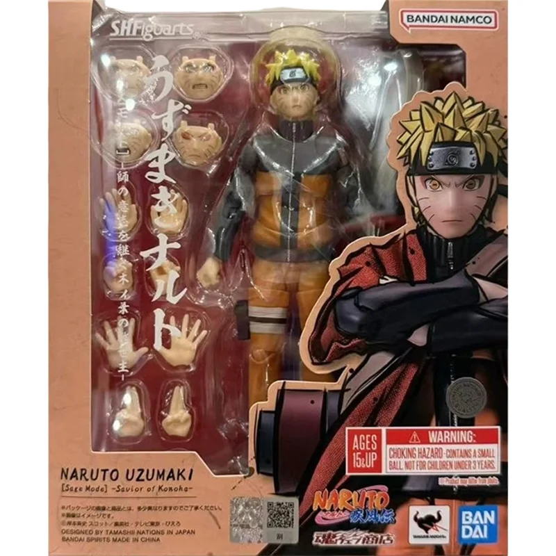 Spot Direct Delivery Bandai Original Anime NARUTO Model SHF NARUTO UZUMAKI Action Figure Collectible Toys For Children Gift