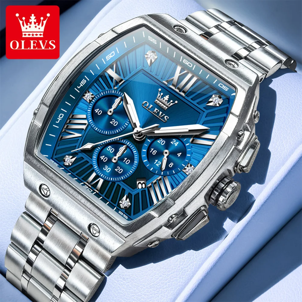 OLEVS 5639 Classic Men's Watch Auto Date Timing Code 24 Hour Stainless Steel Waterproof Luminous Quartz Wristwatch For Men