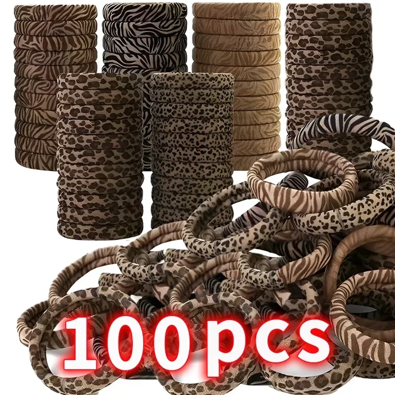 

5-100Pcs Fashion Korean Leopard Print Hair Rope Women High Elastic Pony Tails Holders Girls Hair Ties Hairs Accessories Headwear