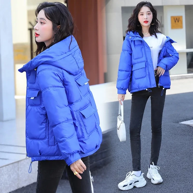 Jaqueta de Inverno das mulheres 2023 Novas Parkas Com Capuz Engrossar Algodão Quente Jaquetas Acolchoadas Casual Solto Casaco de Inverno Parka Feminino Outerwear