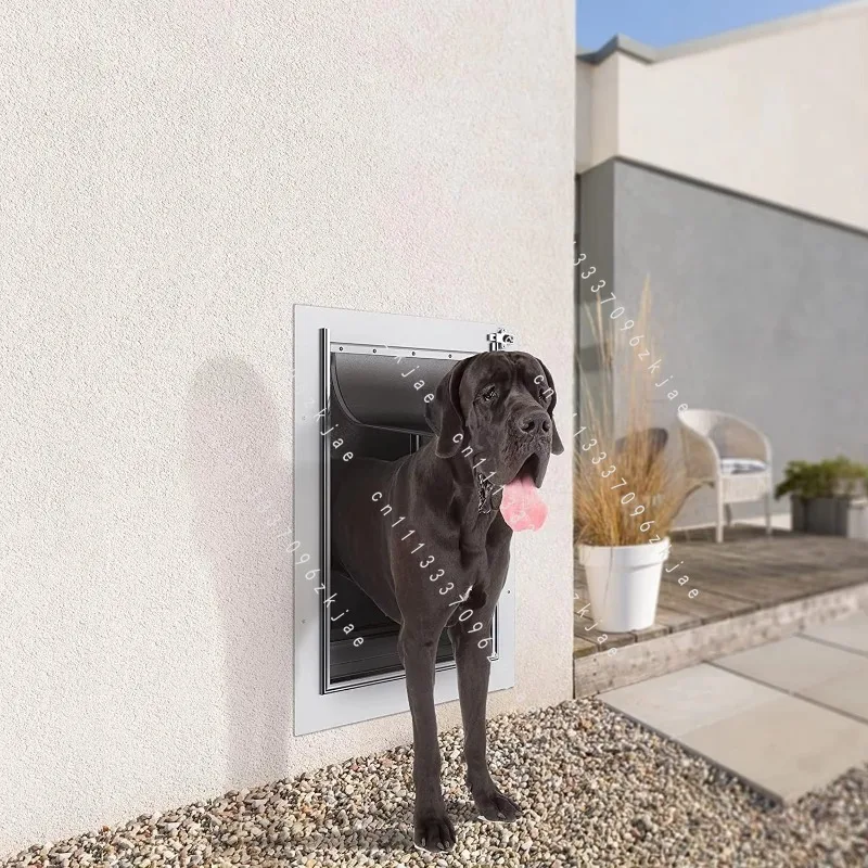 Steel Frame Telescoping Tunnel Double Flap Dog Cat Door Strong Durable 3-Flap Pet Door for Wall