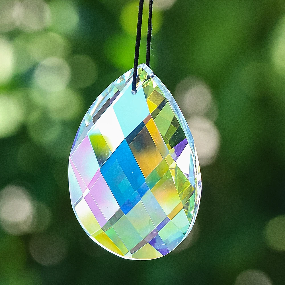 63mm AB Drop Grid Crystal Glass Prism Faceted Artwork SunCatcher Chandelier Parts Lucky Feng Shui Pendant Home Decor Accessories