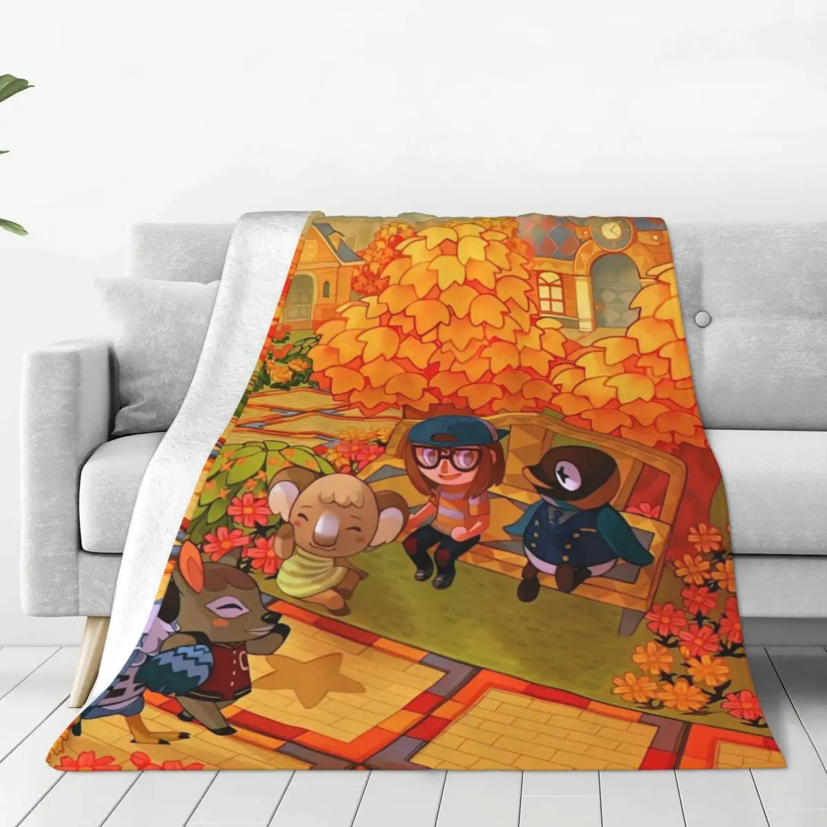 Animal Crossing Blanket Game Characters Warm Novelty Plush Throw Blanket For Couch Bed Travel Flannel Bedspread Bed Cover