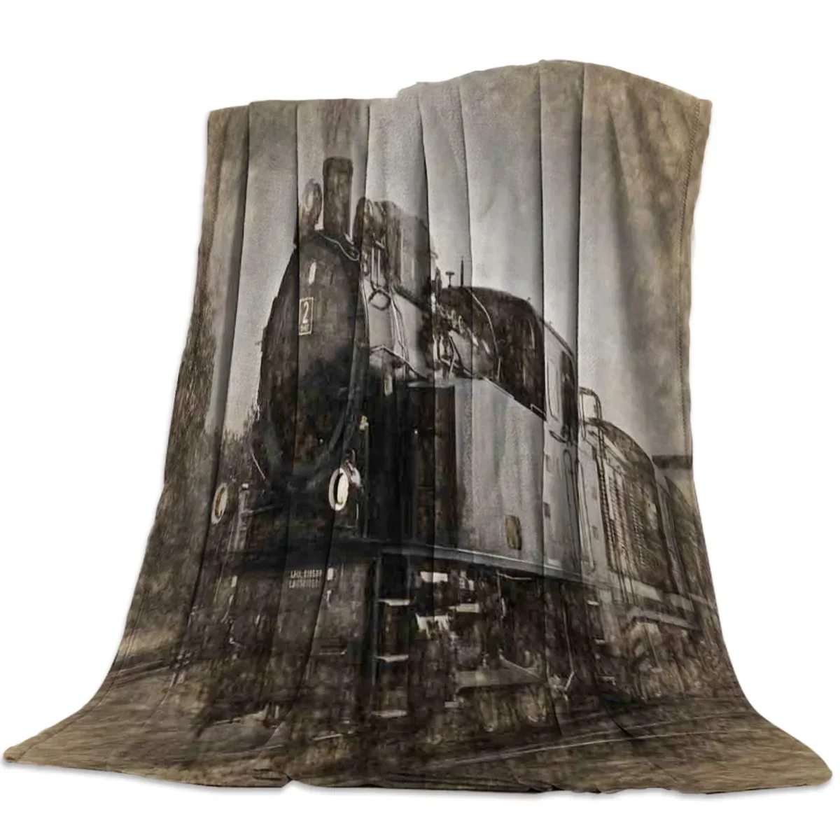 Flannel Blankets The Steam Age of Old Trains Blanket Cushion Warm Throw Blanket on Sofa Bed Home Bedspread Travel Fleece Blanket