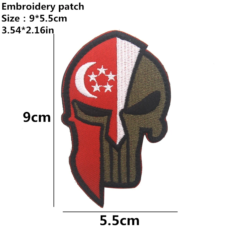 Singapore Patches Embroidery Reflective Flag Patch Singapore Tactical Badge Clothing Rucksack Pendant Sticker Embroidery patches