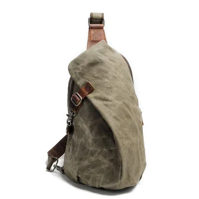 Retro Waterproof Batik Canvas Satchel Chest Bag Men\'s Shoulder Bag Casual Dumpling Type Back Chest Bag