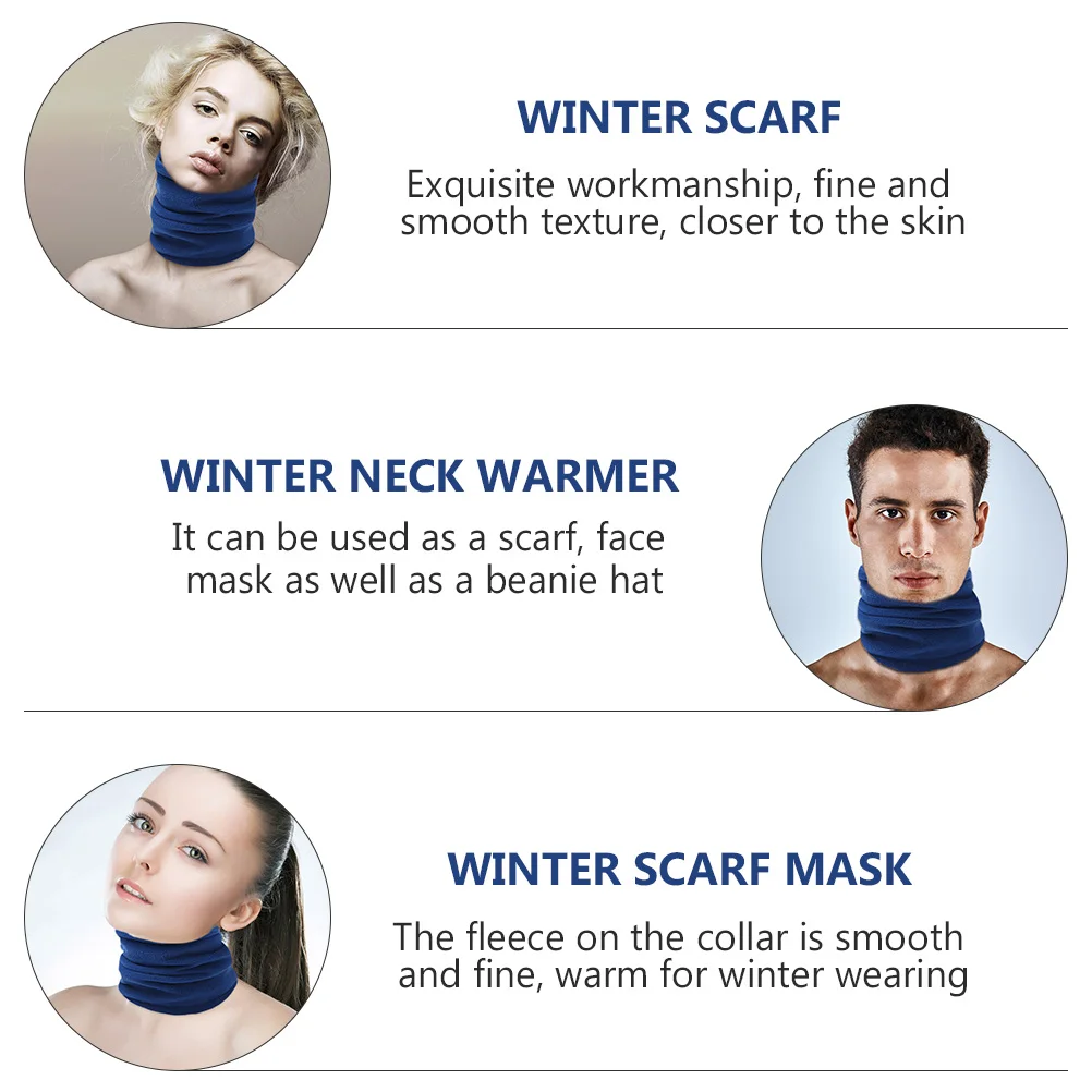 

2pcs Winter Neck Warmer Scarves Double Layer Fleece Face Mask Beanie Hats Thick Warm Unisex Outdoor Gaiter For Cold Weather