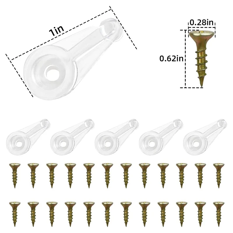 50 pares de clipes retentores de vidro kit clipes de vidro do armário 4mm portas de plástico clipes com parafusos para fixar portas de armário de vidro