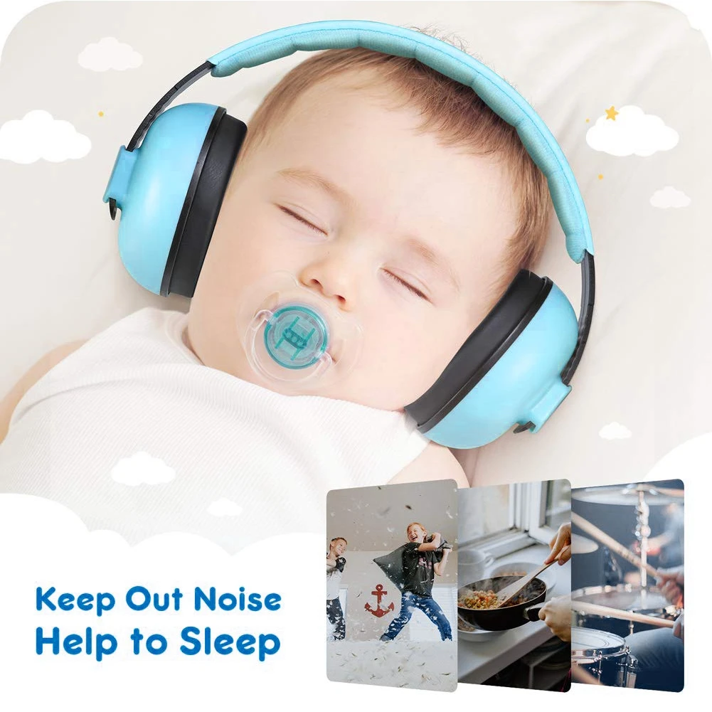 

zk30 Earmuffs Noise Reduction Ear Shield Defenders Hearing Protection for Baby Children noise protection earmuffs (Blue)