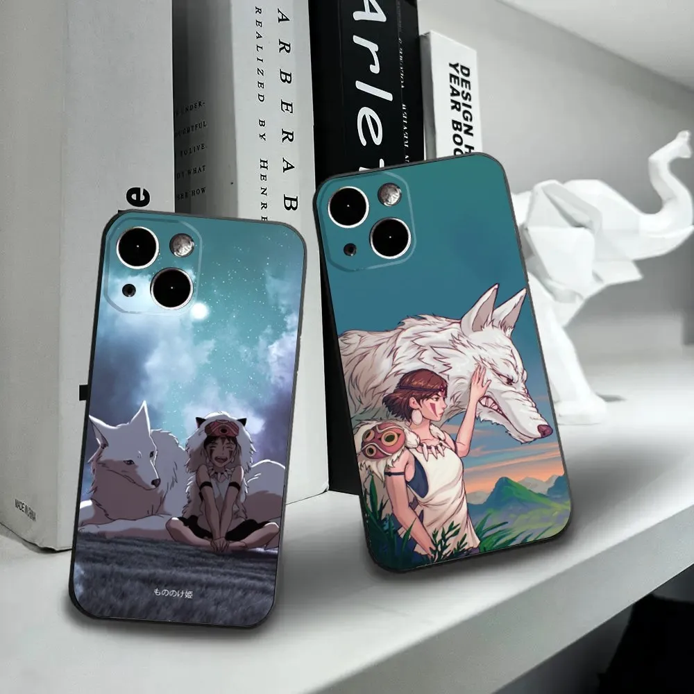 M-Mononoke Anime H-Hime Phone Case For iPhone16,15,14,13,12 Mini 11 Pro XR,X,XS,MAX 7,8 Plus Silicone Cover Soft Black