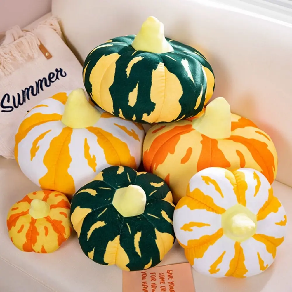 Lines Simulated Pumpkin Plush Doll Stuffed PP Cotton Halloween Plush Toy Funny Soft Halloween Pumpkin Throw Pillow