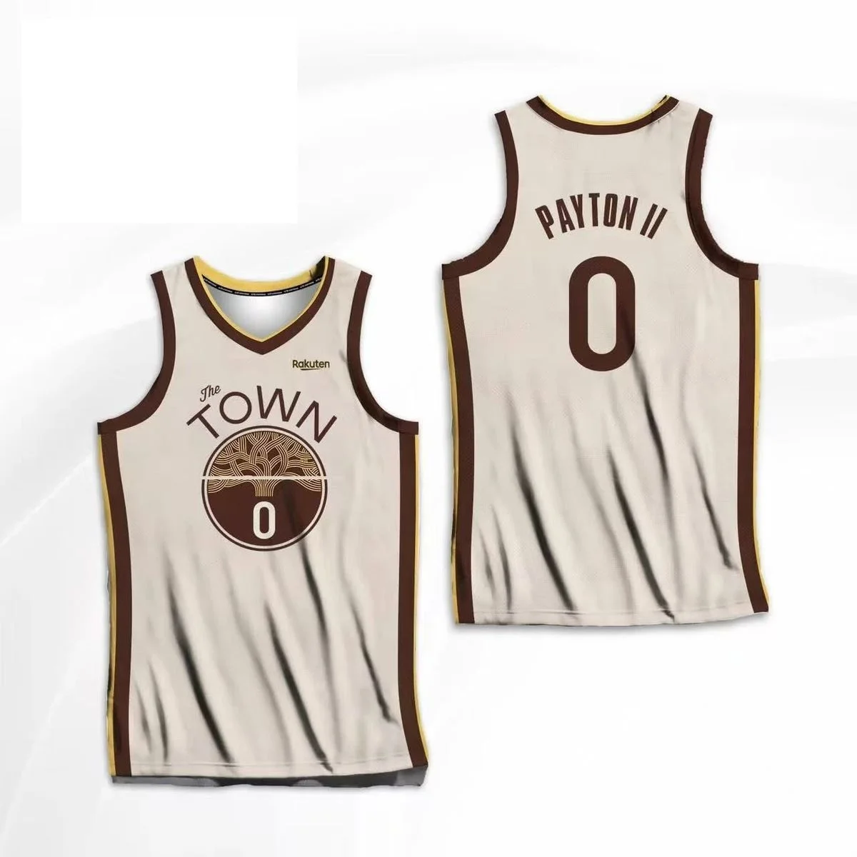 Heißer Verkauf # 30 The Town Vintage Jersey Ärmelloses Basketball-Sport-Tanktop Braun mit Baum-Logo Atmungsaktive Fan-Uniform Familienoutfit – Detail 5