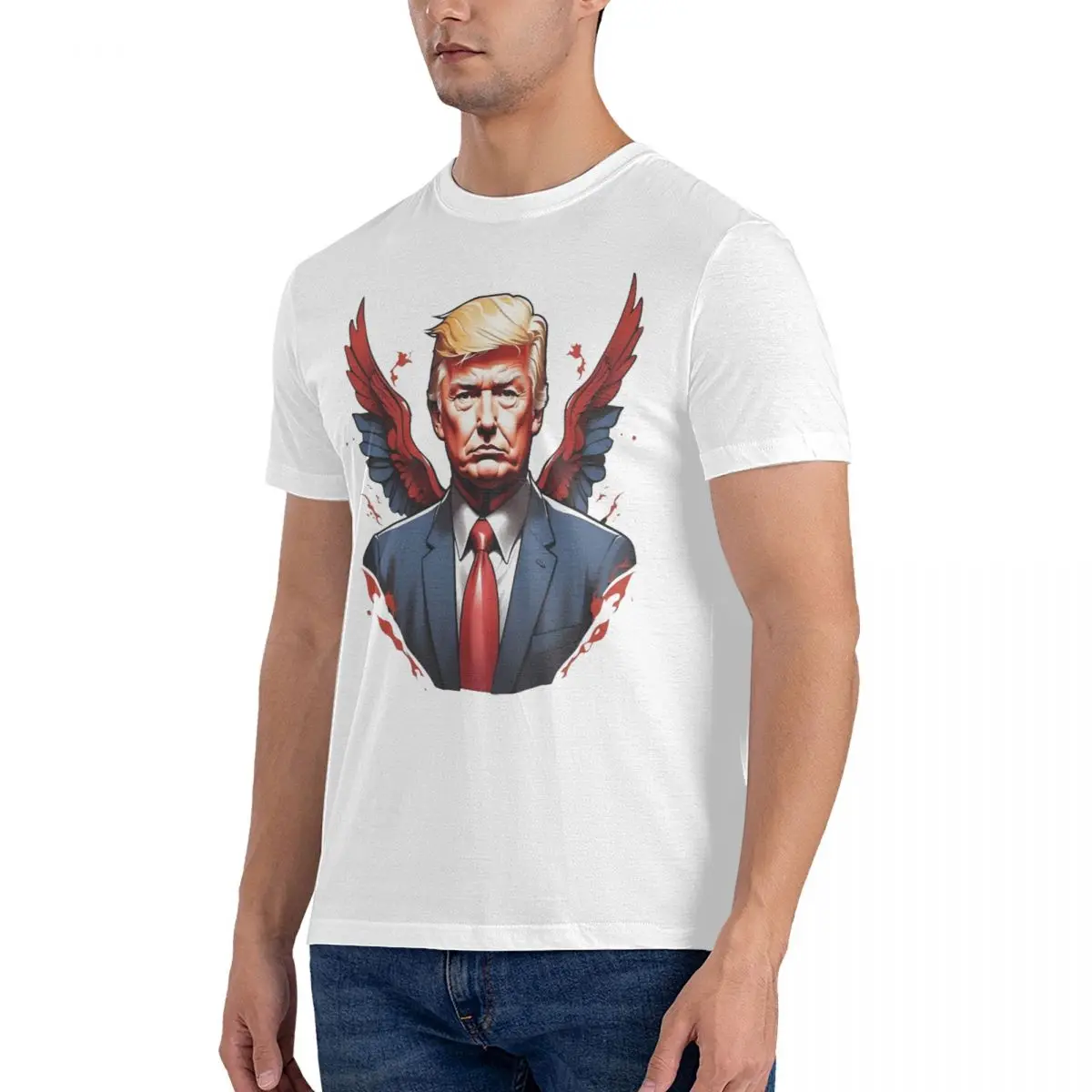 Vintage Trump Soars Winged Leader T-Shirt for Men Crewneck Pure Cotton Donald Trump Short Sleeve Tee Shirt Original Clothing