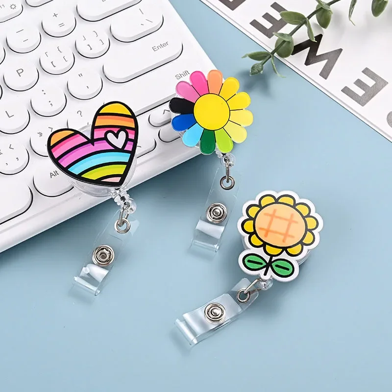 1pc Retractable Badge Holder Clips for Nurse ID Badge Reel with Belt Clip Doctor ID Card Chain Clips School Student Office