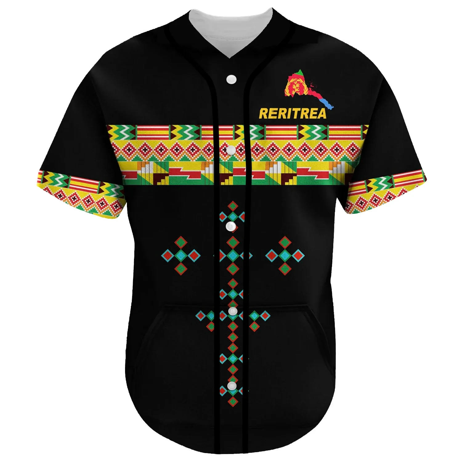 Black History Africa Country Eritrea Flag Tribe Retro Tattoo 3DPrint Summer Harajuku Baseball Jersey Shirts Short Sleeves X3