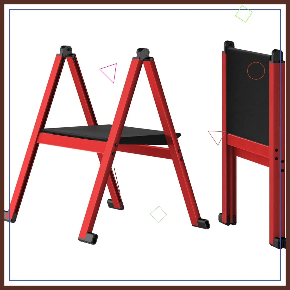 Folding Step Stool, Aluminum Ultra Thin Design, 400 Lbs Heavy Duty with Anti-Slip Pedal for Home Kitchen Office Dorm