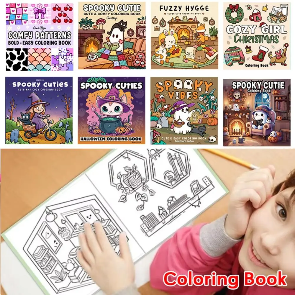 

Spooky Cutie Coloring Book For Adults And Teens Featuring Adorable Creepy Creatures In Cozy Hygges Moments For Relaxation