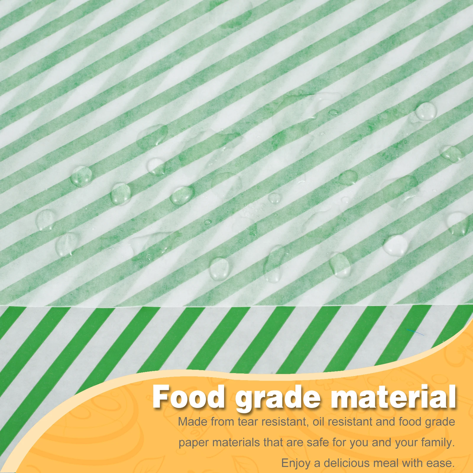 ورق تغليف طعام ، طباعة مخططة ، أطعمة لذيذة بالشمع الجاف ، شطيرة مقاومة للزيت ، بطانات ورق شطائر كبيرة ، أوراق #3